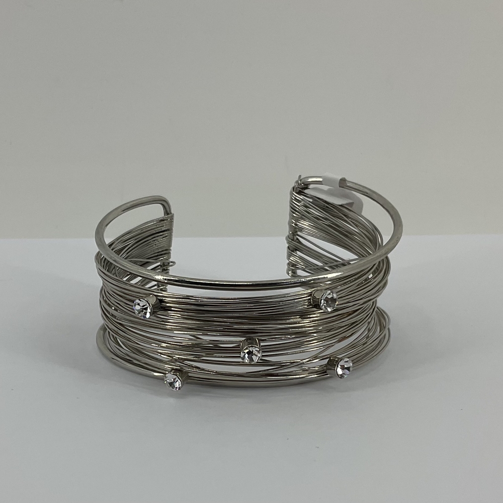 Contemporary Silver Cuff Bracelet with Geometric Design